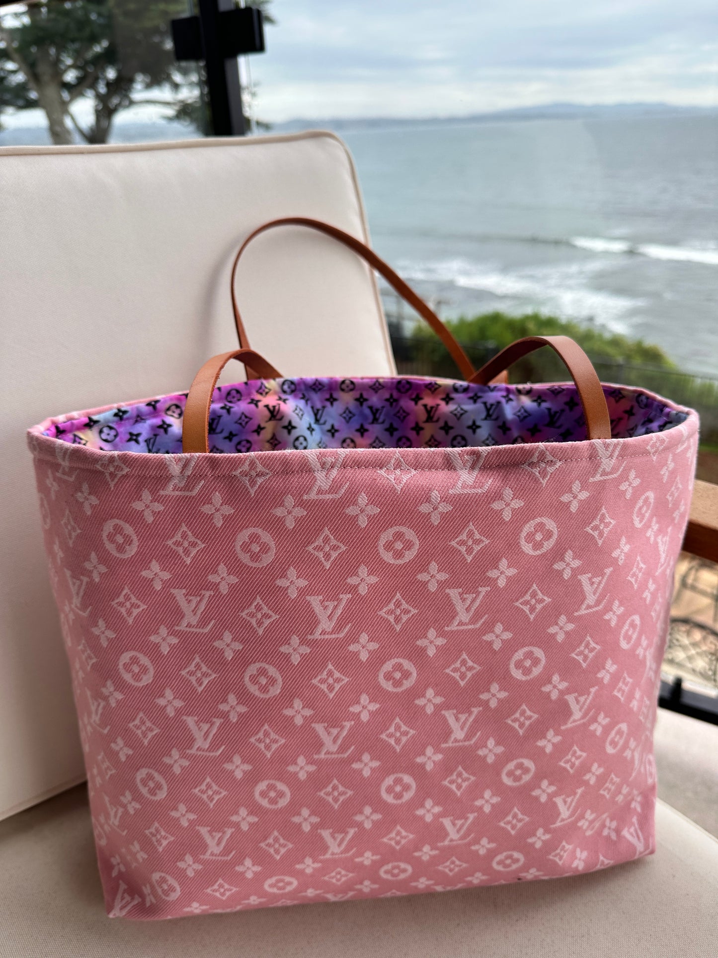 Handmade Reversible Tote – Upcycled LV Denim & Designer Cotton