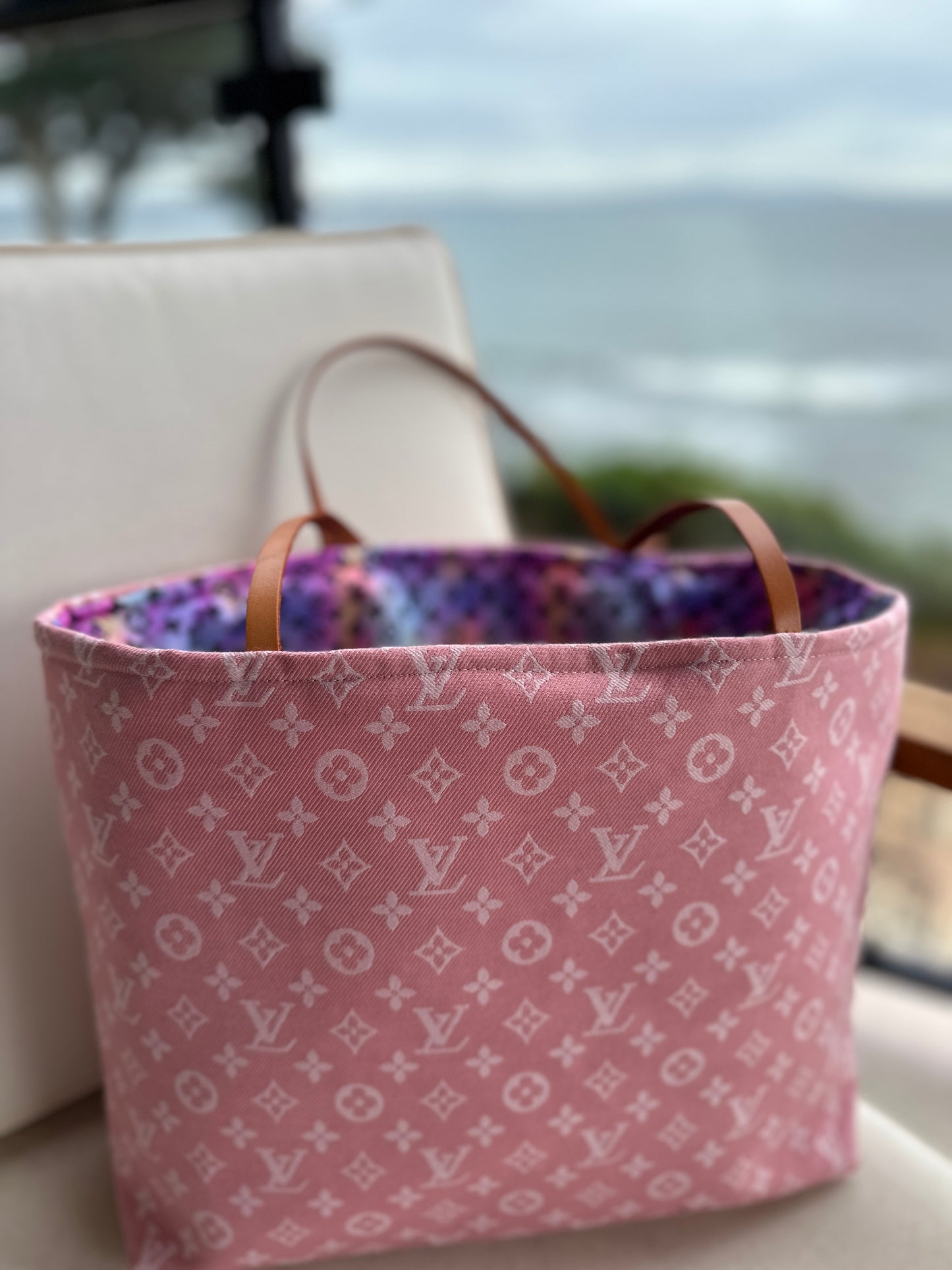 Handmade Reversible Tote – Upcycled LV Denim & Designer Cotton