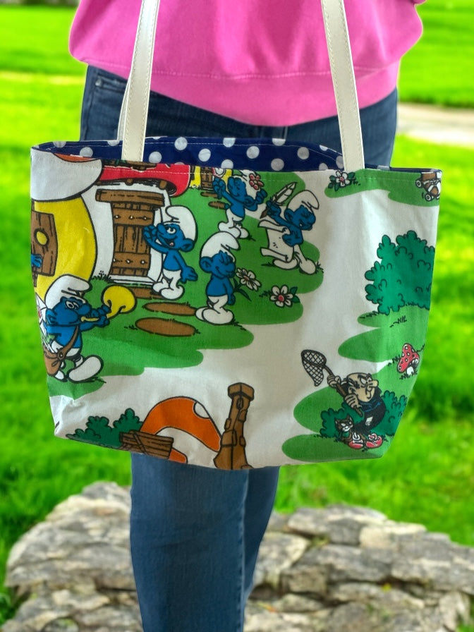 Smurfed Up – Handmade Reversible Tote