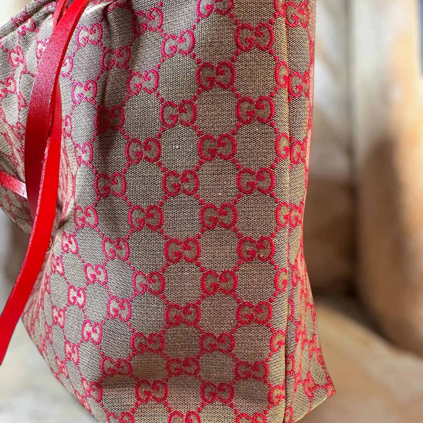 Mamacita Reversible Tote – Red & Tan GG Edition