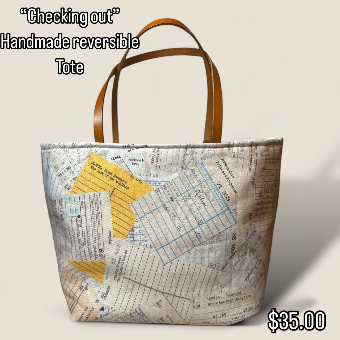 Checked Out - Vintage Libary Inspired Reversible Tote